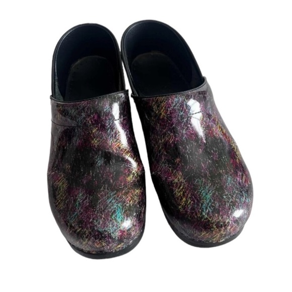 Dansko Shoes - Dansko Professional Colorful Scribble Patent Leather Clogs Shoes Size 38